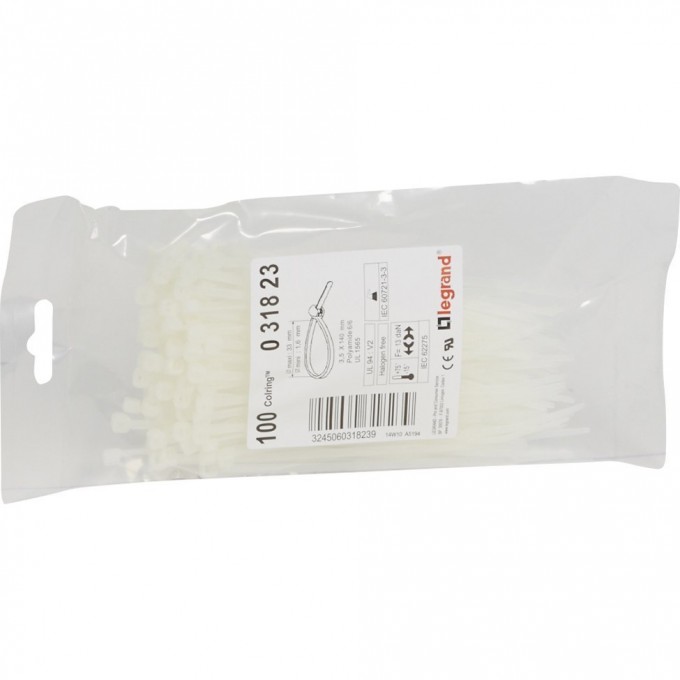 Монтажный хомут LEGRAND Colring ширина 3.5 мм длина 140 мм пакет 100 шт бесцветный 031823
