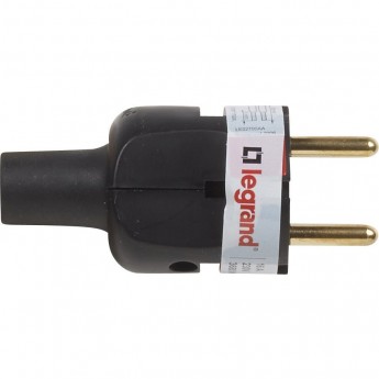 Вилка LEGRAND 2К серия Элиум 16 А резина прямой ввод чёрный