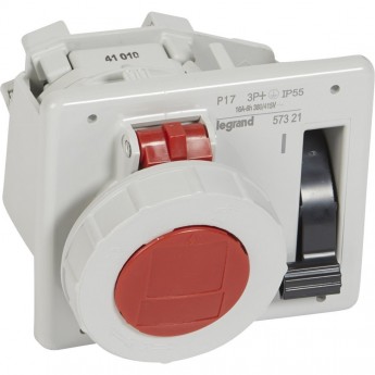 Встраиваемая розетка LEGRAND с блокировкой-выключателем и уменьшенным фланцем P17 Tempra Pro IP 55 380/415 В 16 A 3К+З