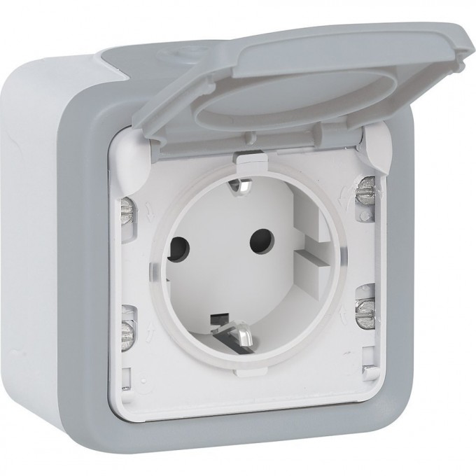 Розетка LEGRAND 2К+3 немецкий стандарт с винтовыми зажимами Программа Plexo серый 16 A 250 В 069733
