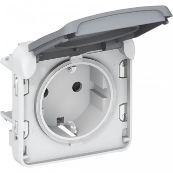 Розетка LEGRAND 2К+З с винтовыми зажимами немецкий стандарт Программа Plexo серый 16 A 250 В серый