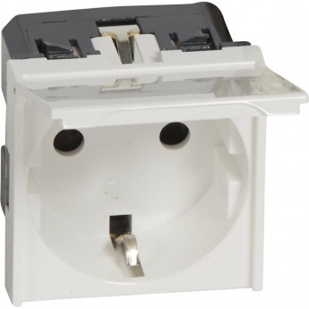 Розетка LEGRAND с крышкой 2К+З с автоматическими клеммами Программа Mosaic 2 модуля антибактериальная белый