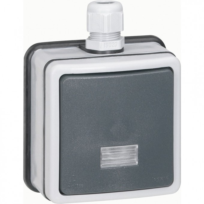 Однополюсный переключатель LEGRAND на два направления 10 А Программа Plexo IP 66 IK 08 моноблоки серый 090460