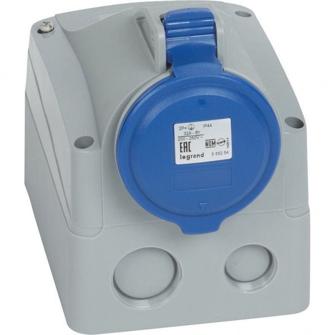 Розетка LEGRAND накладная 32А 2К+З 230 В IP 44 серый 090180