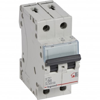 Автоматический выключатель LEGRAND TX³ 6000 6 кА тип B 2П 230/400 В 6А 2 модуля белый