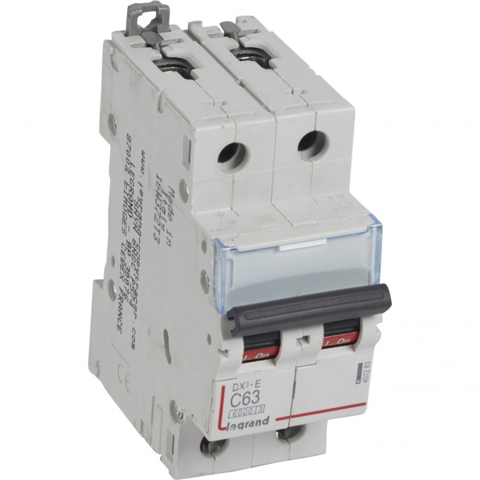 Автоматический выключатель LEGRAND DX³-E 6000 6 кА тип C 2П 230/400 В 63А 2 модуля белый 407283