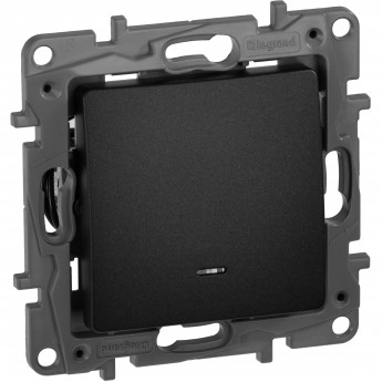 Выключатель LEGRAND Etika одноклавишный с подсветкой/индикацией автоматические клеммы 10 AX 250 В антрацит