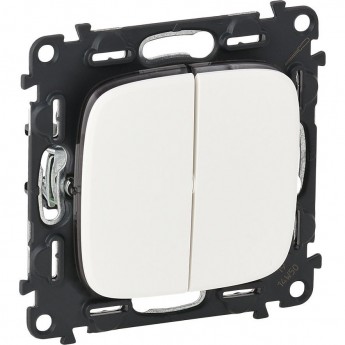 Переключатель LEGRAND Valena ALLURE двухклавишный 10А 250В с лицевой панелью безвинтовые зажимы белый