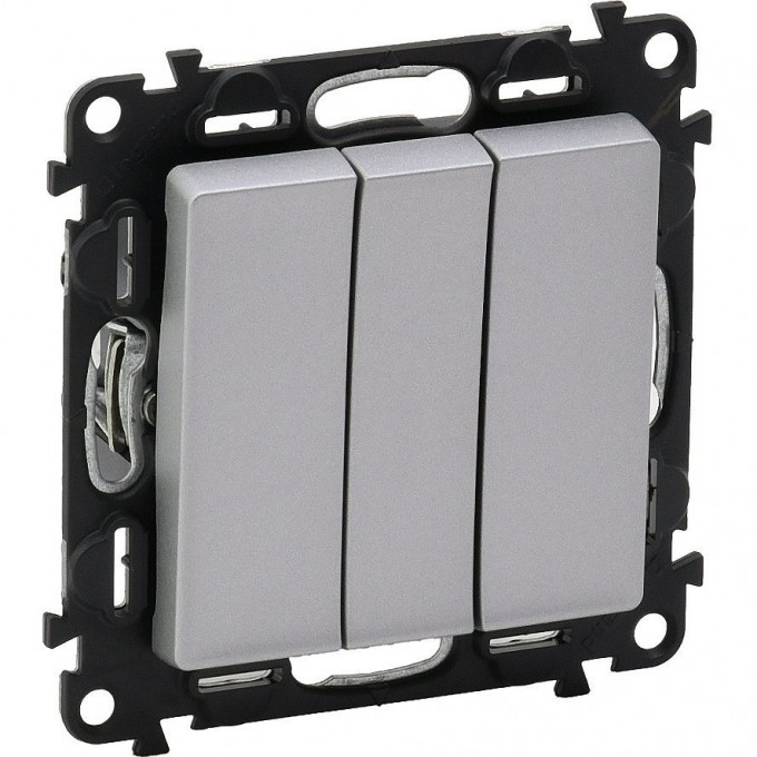 Выключатель LEGRAND Valena LIFE трехклавишный 10АХ 250В с лицевой панелью винтовые зажимы алюминий 752603