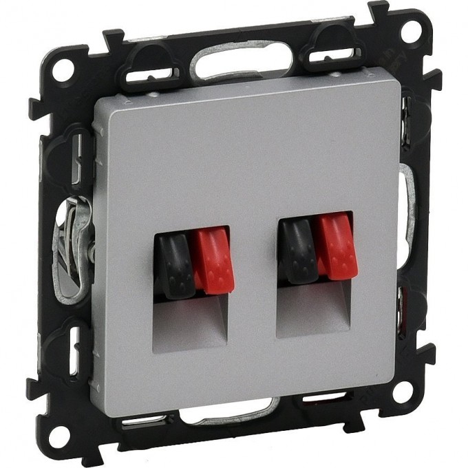 Аудиорозетка LEGRAND Valena LIFE с пружинными зажимами с лицевой панелью двойная алюминий 753678