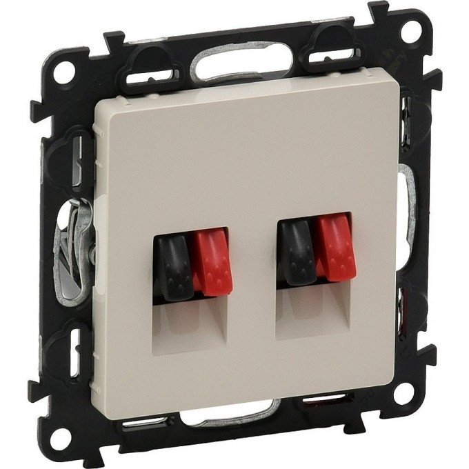Аудиорозетка LEGRAND Valena LIFE с пружинными зажимами с лицевой панелью двойная слоновая кость 753578