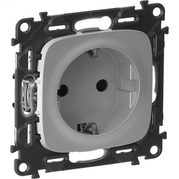 Силовая розетка LEGRAND Valena ALLURE 2К+З 16А 250В с лицевой панелью винтовые зажимы алюминий 753924