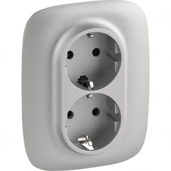 Силовая розетка LEGRAND Valena ALLURE двойная 2х2К+З 16А 250В с лицевой панелью с защитными шторками безвинтовые зажимы алюминий