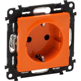 Силовая розетка LEGRAND Valena LIFE 2К+З 16А 250В с защитными шторками безвинтовые зажимы с лицевой панелью оранжевый
