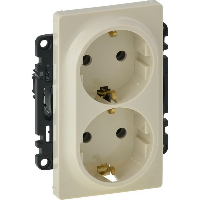 Силовая розетка LEGRAND Valena LIFE двойная 2х2К+З 16А 250В с лицевой панелью безвинтовые зажимы слоновая кость 753227