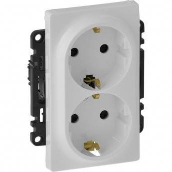 Силовая розетка LEGRAND Valena LIFE двойная 2х2К+З 16А 250В с лицевой панелью с защитными шторками безвинтовые зажимы белый