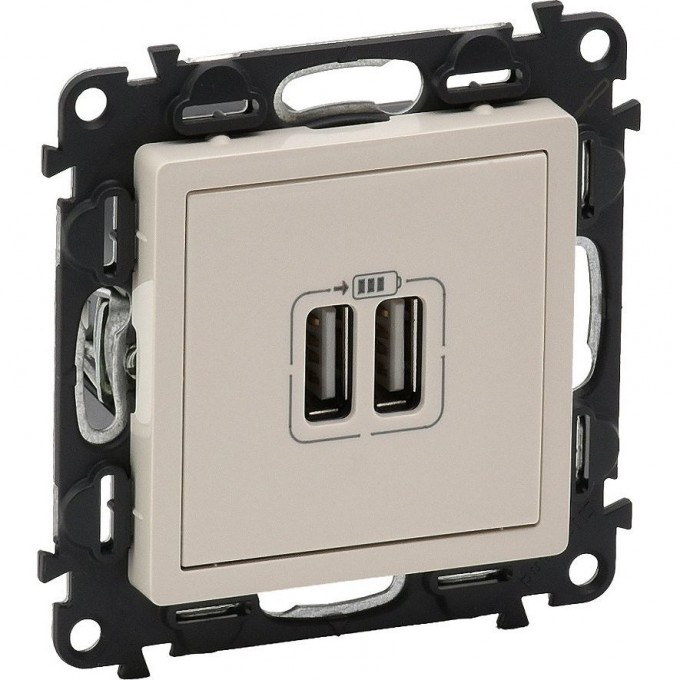 Зарядное устройство LEGRAND Valena LIFE с двумя USB-разъемами 240В/5В 1500мА с лицевой панелью слоновая кость 753512