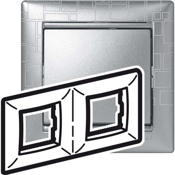 Рамка LEGRAND Valena 2 поста алюминий модерн 770342