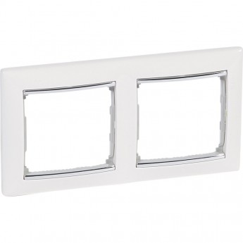Рамка LEGRAND Valena 2 поста горизонтальный монтаж белый/серебряный штрих