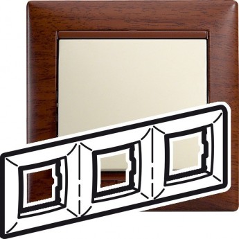 Рамка LEGRAND Valena 3 поста тонированное дерево