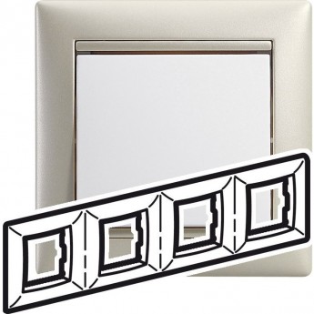Рамка LEGRAND Valena 4 поста вертикальный и горизонтальный жемчужный
