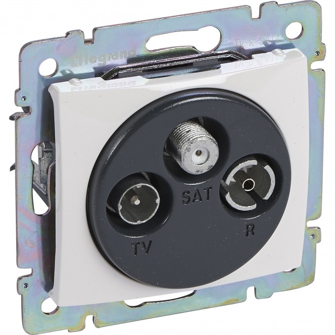 Розетка LEGRAND TV-FM-SAT двухкабельная Valena звезда 1.5 дБ 2400 МГц белый 770410