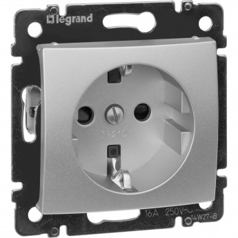 Силовая розетка LEGRAND Valena 2К+3 с защитными шторками на винтах 10/16 А 230/250 В алюминий