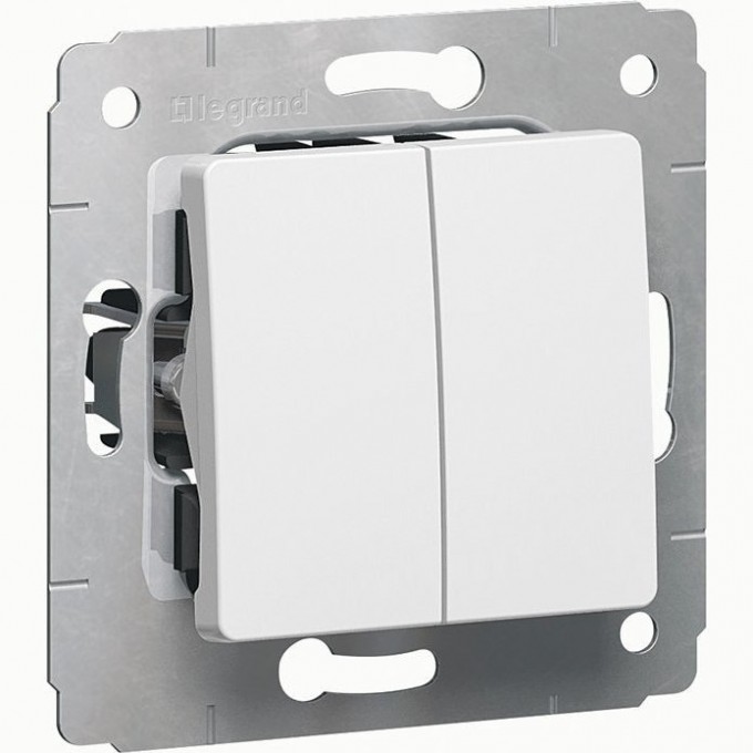 Двойной переключатель на 2 направления двухклавишный Cariva авт. клеммы 10 или 16 АX 250 В белый 773608