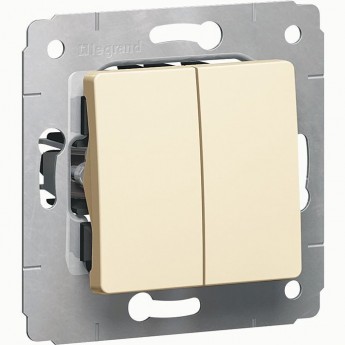 Двойной переключатель на 2 направления двухклавишный Cariva авт. клеммы 10 или 16 АX 250 В слоновая кость