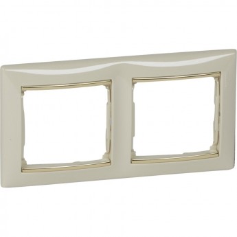 Рамка LEGRAND Valena 2 поста горизонтальный монтаж слоновая кость/золотой штрих Рамка LEGRAND Valena 2 поста горизонтальный монтаж слоновая кость/золотой штрих