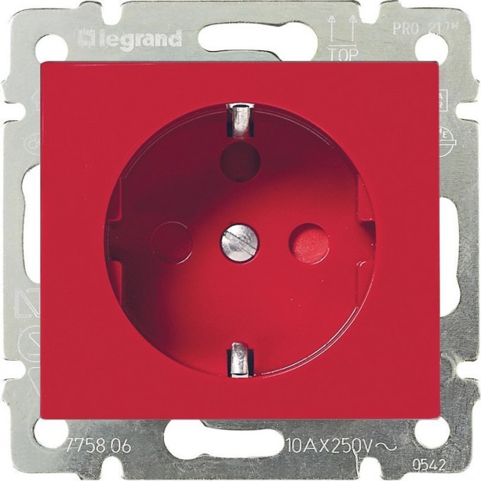 Силовая розетка LEGRAND Valena 2К+3 на винтах с блокировкой 10/16 А 230/250 В красный 774327