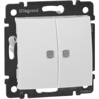 Выключатель LEGRAND Valena двойной с подсветкой переключатель на 2 направления двухклавишный с подсветкой 10 A 250 В белый