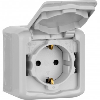 Розетка LEGRAND 2К+З с защитными шторками 16 A 250 В Quteo IP 44 серый