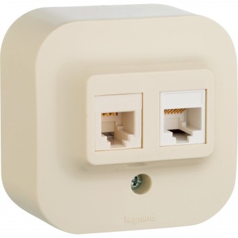 Розетка LEGRAND двойная 2 x RJ45 категория 5e UTP Quteo IP 20 слоновая кость