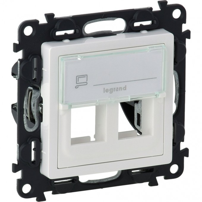 Адаптер для разьемов LEGRAND KEYSTONE VALENA LIFE двойной с лицевой панелью белый 755390