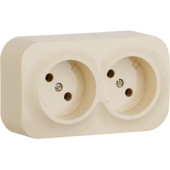 Розетка LEGRAND 2-м ОП Quteo 16А IP20 250В 2х2P без заземления, без защитных шторок, слоновая кость