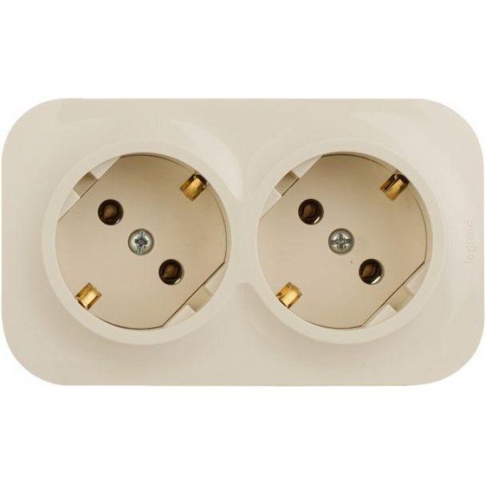 Розетка LEGRAND 2-м ОП Quteo 16А IP20 250В 2х2P+E с заземл. без защ. шторок слоновая кость 782263