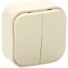 Выключатель LEGRAND двухклавишный 10 A 250 B Quteo IP 20 Слоновая кость 782232
