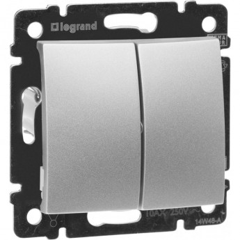 Выключатель LEGRAND Valena двухклавишный 10 A 250 В алюминий