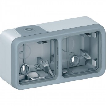 Двухместная монтажная коробка LEGRAND Plexo 2 поста горизонтальная установка серый