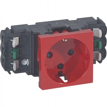 Розетка LEGRAND Mosaic 2К+3 для кабель-каналов, автоматические клеммы, с механической блокировкой, красный