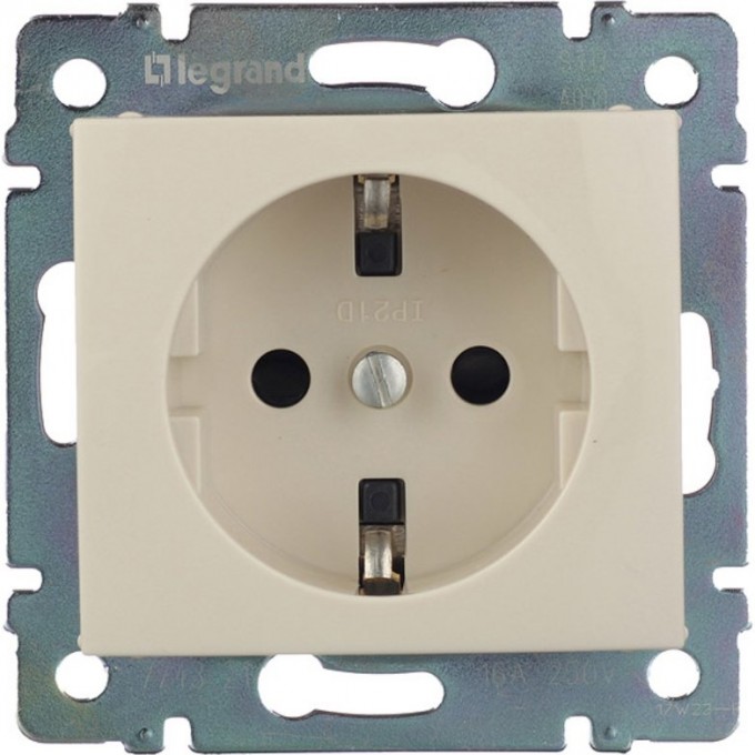 Розетка LEGRAND Valena 16А IP21 2P+E шторки слоновая кость 695613
