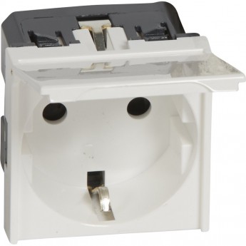 Розетка с крышкой LEGRAND Mosaic 2К+3, с автоматическими клеммами, 2 модуля, белый.